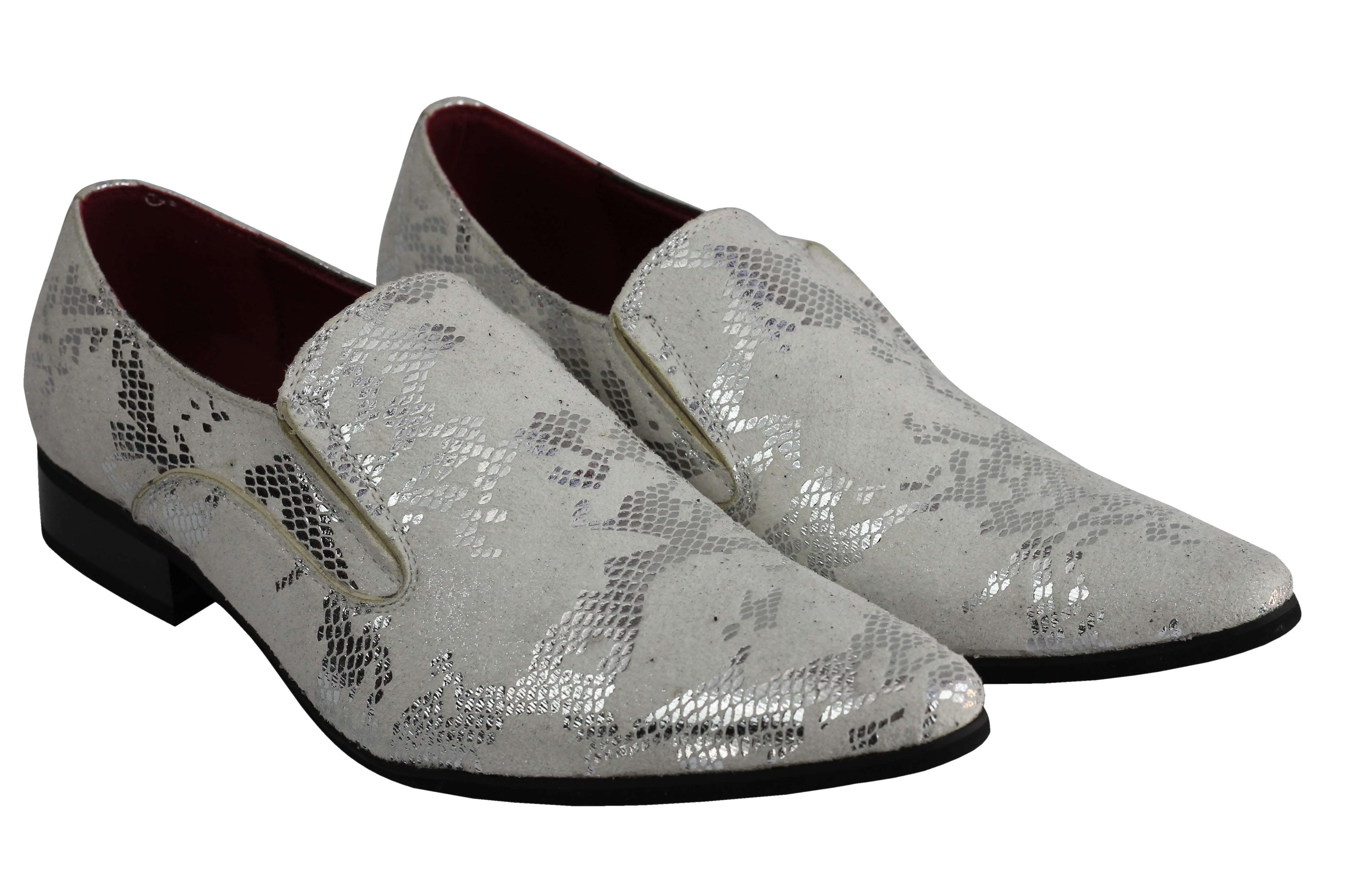 White 2025 snakeskin loafers